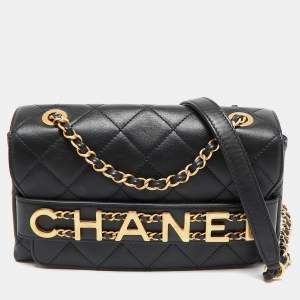 Chanel Black Quilted Leather Small Enchained Flap Bag