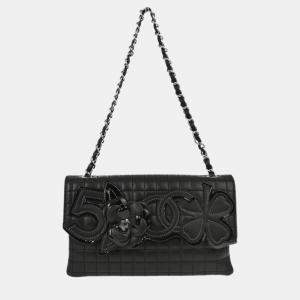 Pre Owned Chanel Black Calfskin Choco Bar Chain Handbag
