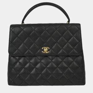 Chanel Black Calfskin Top Handle Handbag