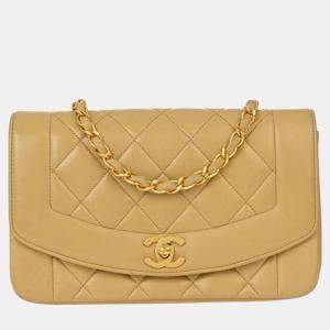 Chanel Beige Lambskin Small Diana Shoulder Bag