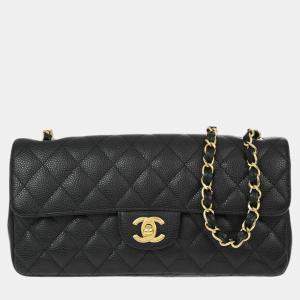 Chanel Black Calfskin East West Shoulder Bag