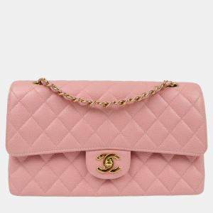 Chanel Pink Calfskin Medium Classic Double Flap Shoulder Bag
