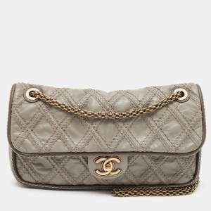 Chanel Grey Quilted Leather Paris-Bombay Triptych Flap Bag