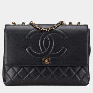 Chanel Black Lambskin Matelasse Coco Mark Chain Shoulder Bag
