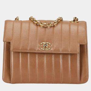 Chanel Brown Lambskin Mademoiselle Coco Mark Chain Shoulder Bag