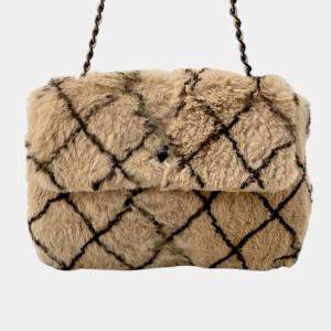 Pre Owned Chanel Matelasse Rabbit Fur Coco Mark Chain Shoulder Bag
