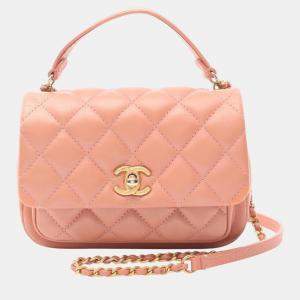 Chanel Pink Lambskin Matelasse Shoulder Bag