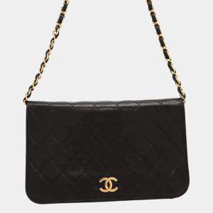 Chanel Black Lambskin Coco Mark Matelasse Push Lock Chain Shoulder Bag