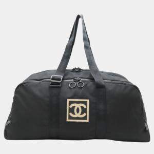 Chanel Nylon Black Beige Sport Line Boston Bag