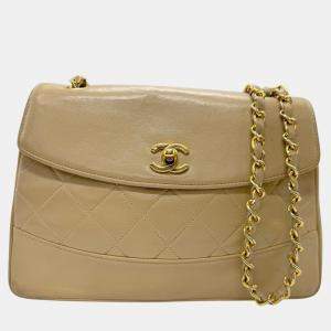 Chanel Beige Gold Lambskin Shoulder Bag