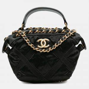 Chanel Black Nylon Grosgrain Lifestyle Clutch with Chain