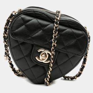 Chanel Black Mini Lambskin CC in Love Heart Crossbody