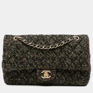 Chanel Black Medium Classic Tweed Double Flap