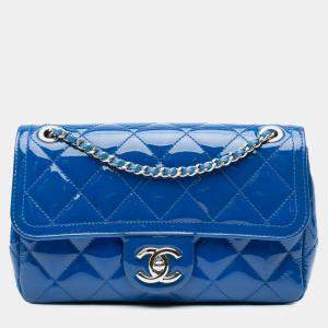 Chanel Blue Small Patent Coco Shine Flap