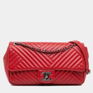 Chanel Red Medium Lambskin CC Crossing Flap