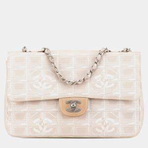 Chanel Beige Brown Medium New Travel Line Classic Single Flap