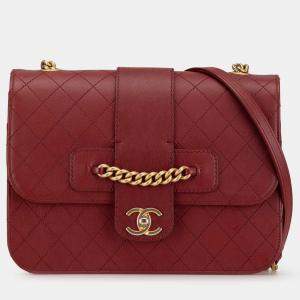 Chanel Large Quilted Sheepskin Front Chain Flap