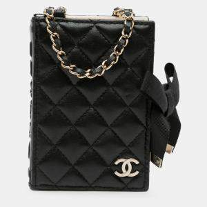 Chanel Quilted Lambskin Book Card Holder On Chain