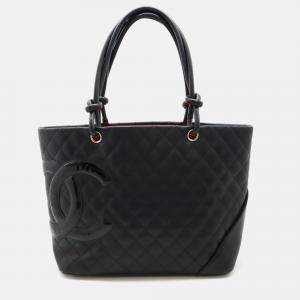 Chanel Black Leather Cambon Line Coco Mark Large Tote Bag