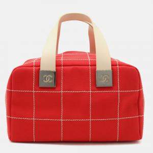 Chanel Red Canvas Chocobar Handbag