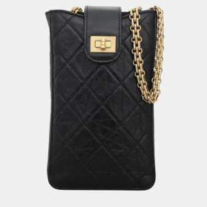 Pre Owned Chanel Aged Calfskin Phone Holder With 2.55 Chain