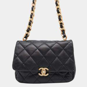 Chanel Black Lambskin  CC  Shoulder Bag