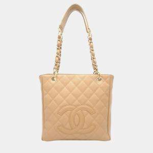 Chanel Beige Caviar Leather Petite GST Shoulder Bag
