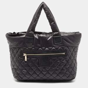 Pre Owned Chanel Black Quilted Nylon Coco Cocoon Tote