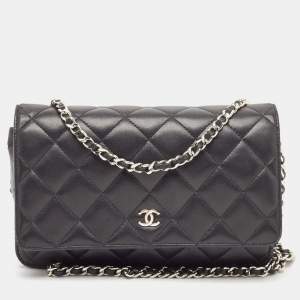 Chanel Black Quilted Leather CC Wallet On Chain
