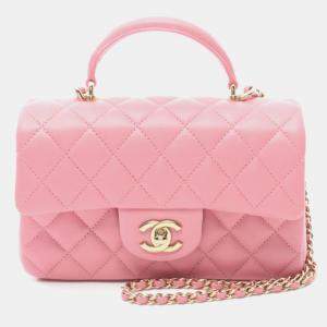 Chanel Pink Lambskin Leather Flap Shoulder Bag