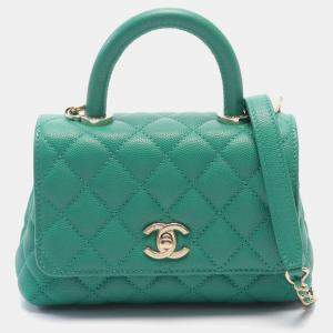Chanel Green Calfskin Leather Coco Handle XXS Handbag