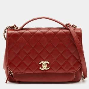 مملوكة مسبقًا Chanel Red Quilted Caviar Leather Large Business Affinity Flap Bag 