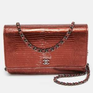 Chanel Bronze Lizard CC Wallet on Chain
