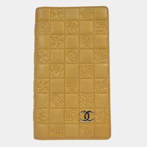 Chanel Beige Lambskin Icon Bifold Wallet  