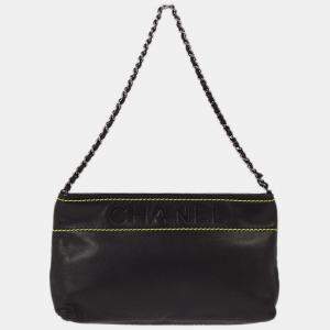 Pre Owned Chanel Black Lambskin Chain Shoulder Bag
