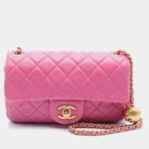 Chanel Pink Leather Flap Shoulder Bag
