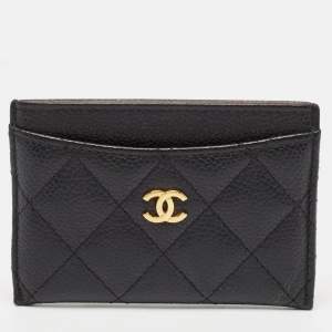 Chanel Black Quilted Caviar Leather CC Card Holder