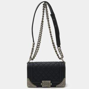 Chanel Black Leather Paris Dallas Boy  Chain Shoulder Bag