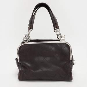 Chanel Brown Quilted Leather Frame Bag