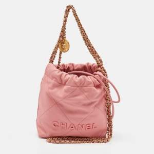 Chanel Pink Quilted Caviar Leather Mini 22 Chain Bag