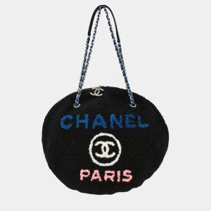 Pre Owned Chanel Black Shearling Round Shoulder Bag