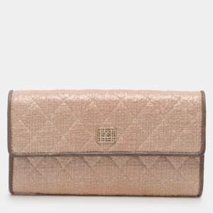 Chanel Beige Coated Tweed CC Flap Wallet
