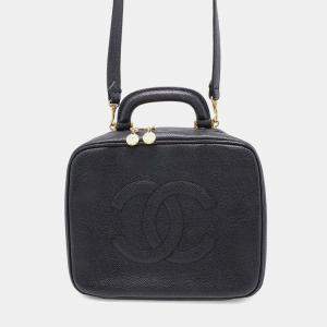 Chanel Cc Logo Vanity Bag Black Caviar Leather