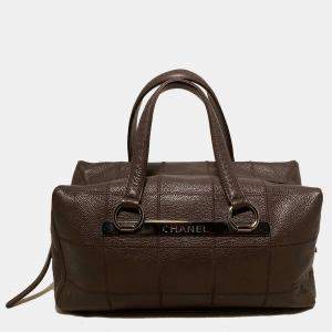 Chanel Brown Square Stitch Bowler Bag