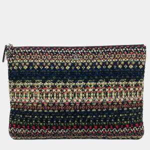 Chanel Tweed And Wool Zipped Pouch