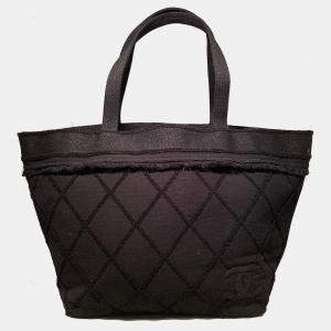 Chanel Black Canvas Raw Edge Tote Bag