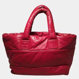 Chanel Red And Navy Puffy Leather Cocoon Tote Bag