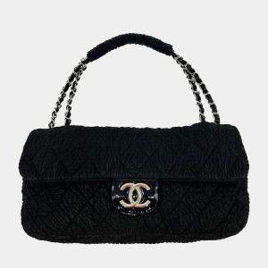 Chanel Black Cloquee Xl Classic Flap