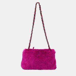 Pre Owned Chanel Purple Fur Chain Shoulder Bag