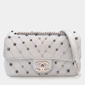 Chanel Mini Silver Chevron Stud Wars Rectangular Flap Bag